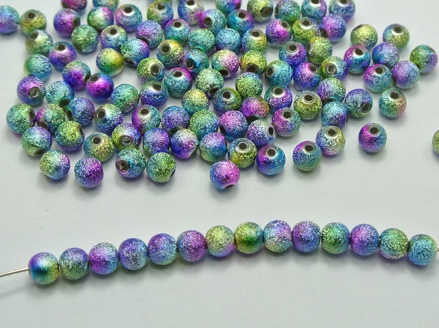 1/4" 500 Peacock Multi-Color Stardust Acrylic Round Beads 6mm Spacer Finding